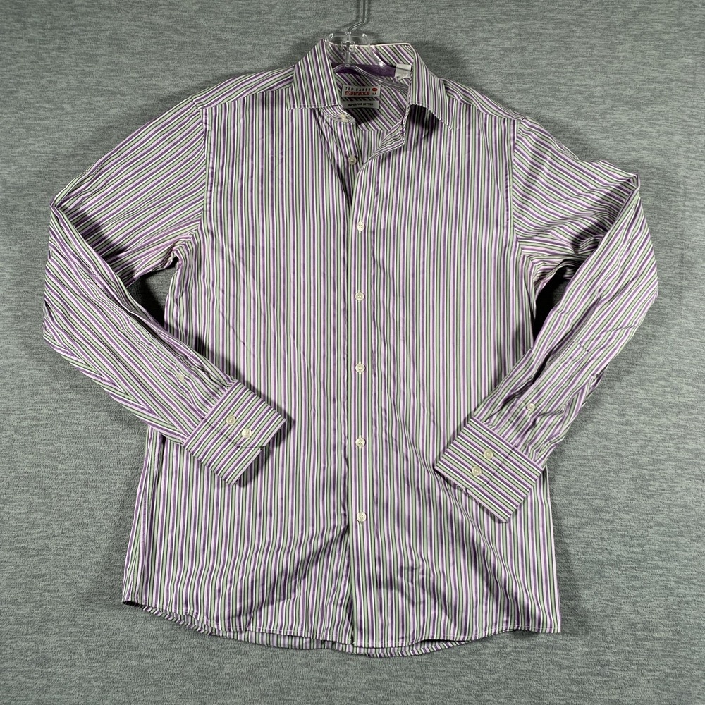 Ted Baker Endurance‎ Dress Shirt Mens 15.5 Purple Striped Long Sleeve Cotton